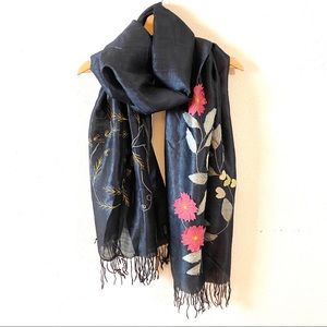 Shawlsmith London Silk Floral Embroidered Scarf